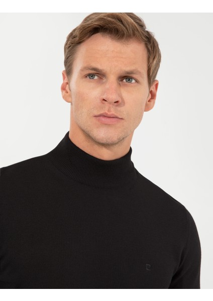 Erkek Siyah Slim Fit Yarım Balıkçı Yaka Basic Triko Kazak 50256965-VR046 fiyatları