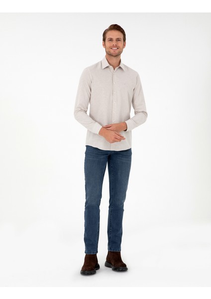 Erkek Bej Slim Fit Uzun Kollu Gömlek 50297468-VR011 fırsatları