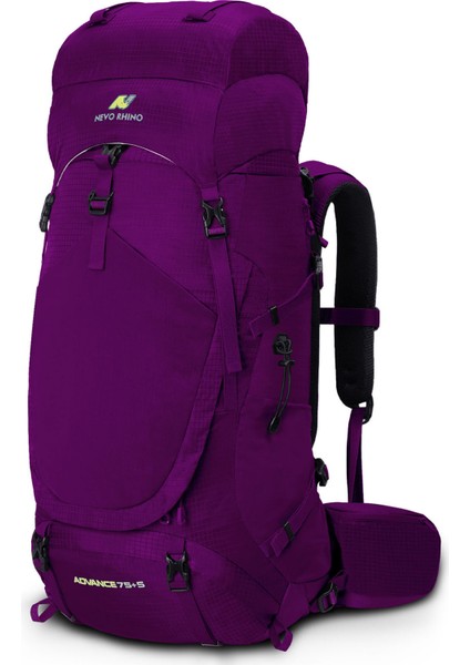 Profesyonel Outdoor Dağcılık, Kamp ve Yürüyüş Sırt Çantası (75+5 Litre) Mor 8929