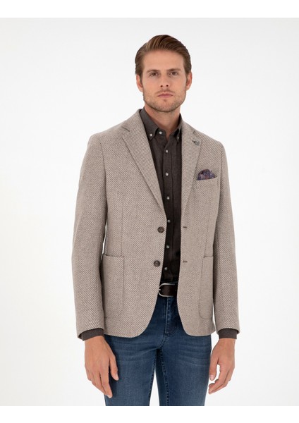 Erkek Açık Kahverengi Slim Fit Ceket 50292127-VR002