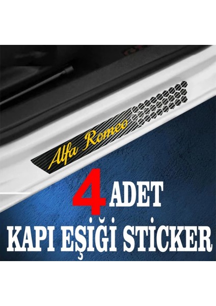 Alfa Romeo Tüm Modelleri Için Uyumlu Özel Oto Kapı Eşikleri Sticker Karbon 4 Adet