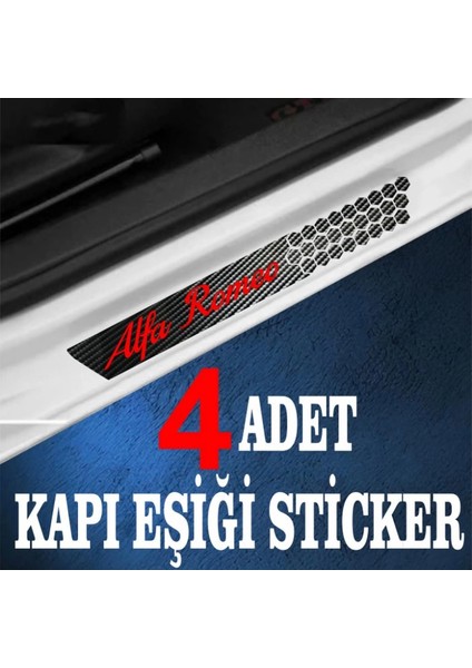 Alfa Romeo Tüm Modelleri Için Uyumlu Özel Oto Kapı Eşikleri Sticker Karbon 4 Adet