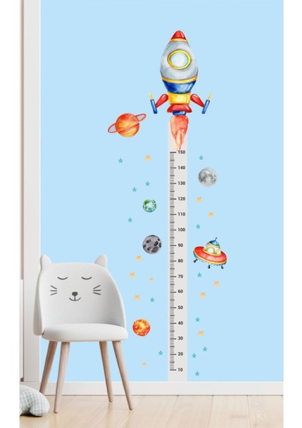 Renkli Uzay Temalı Cam Boy Cetveli, Ev ve Oda Dekorasyonu, 5+ Parça fiyatları