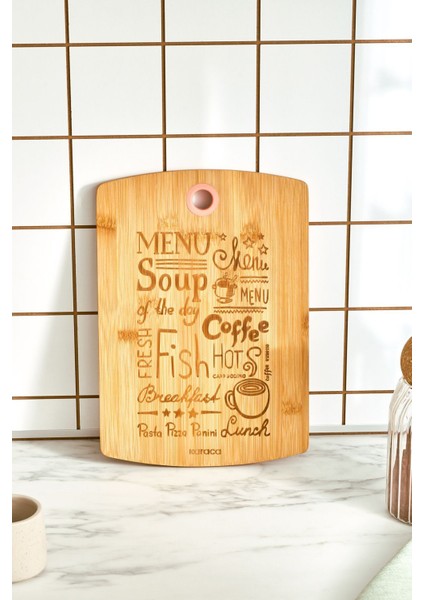 Mottolu Bambu Kesme Tahtası 28 cm