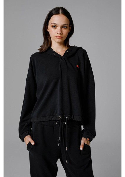 Kapüşonlu Kadın Sweat EF209-BK