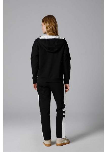 Fermuarlı Kapüşonlu Kadın Sweat EF166-BK indirimleri