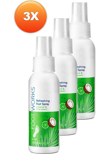 Footworks Hindistan Cevizi ve Misket Limonu Özlü Ayak Spreyi 100 Ml. Üçlü Set