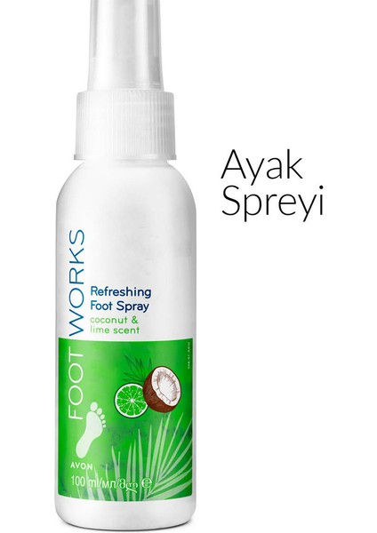 Footworks Hindistan Cevizi ve Misket Limonu Özlü Ayak Spreyi 100 Ml. Üçlü Set