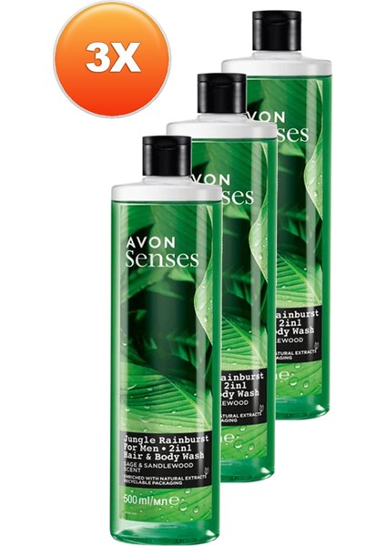 Senses Adaçayı ve Sandal Ağacı Kokulu Erkek Saç ve Vücut Şampuanı 500 Ml. Üçlü Set fiyatları