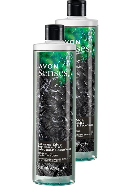 Senses Natures Edge Erkekler Için Saç Vücut ve Yüz Yıkama 500 Ml. Ikili Set