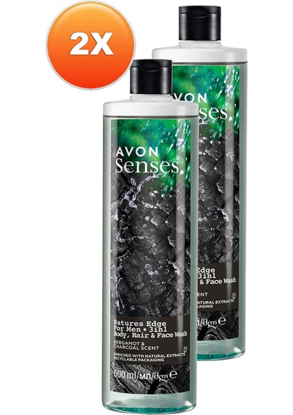 Senses Natures Edge Erkekler Için Saç Vücut ve Yüz Yıkama 500 Ml. Ikili Set