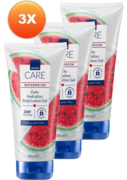 Care Watermelon Karpuz Kokulu Vücut Losyon Jeli 200 ml. Üçlü Set