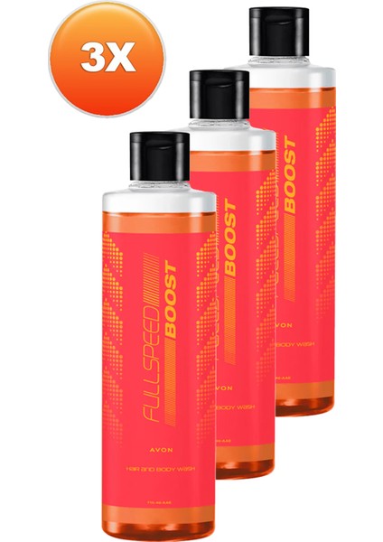 Full Speed Boost Erkekler Için Saç ve Vücut Şampuanı 250 Ml. Üçlü Set