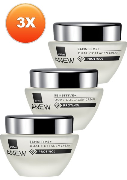 Anew Sensitive+ Çift Kollajen Krem 50 ml Üçlü Set