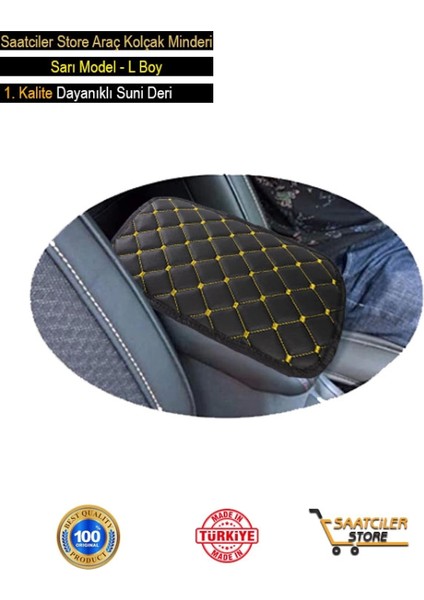 Seat Oto Modellerine Uygun Kolçak Örtüsü Capitone Süngerli Sarı Nakışlı