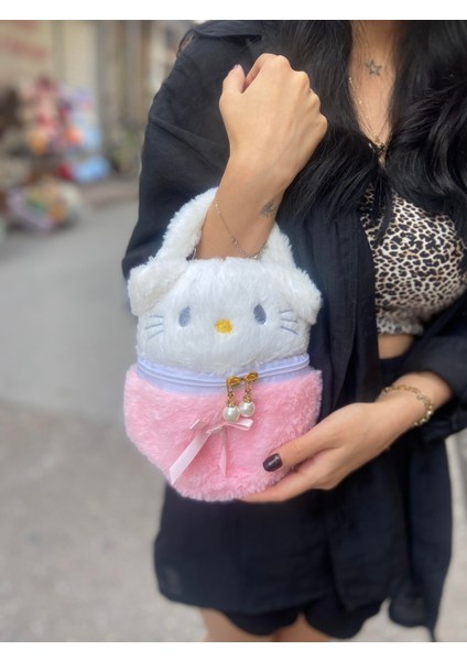 Hello Kitty Pembe Incili Peluiş Çanta