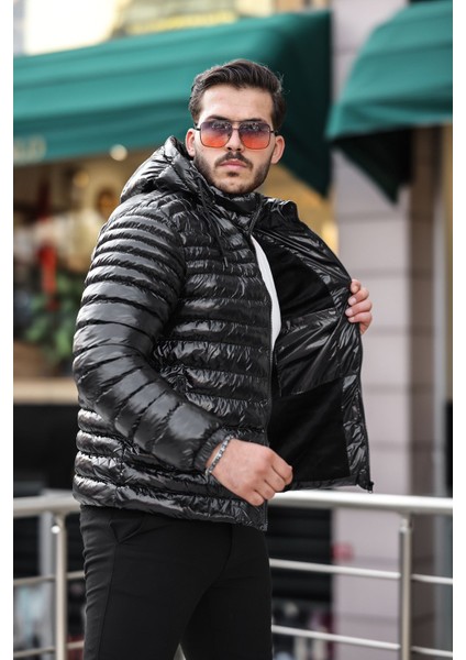 Su ve Rüzgar Geçirmez Çıkarabilir Kapüşonlu Içi Kürklü Siyah Erkek Mont Kışlık Mont modelleri