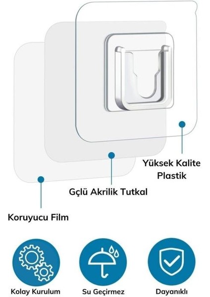 Mithra Life 5 Adet Çift Taraflı Yapışkanlı Eşya Sabitleme Askısı MIT1107