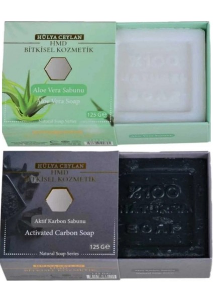 Aloe Vera-Aktif Karbon 125 Gr X 2 Ad.Doğal Bitkisel Sabun
