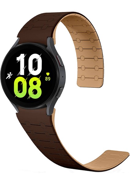 - Samsung Watch 5 Pro 45MM 20 mm - Kordon Çizgili Desenli Silikon Kordon KRD-111 - Kahverengi