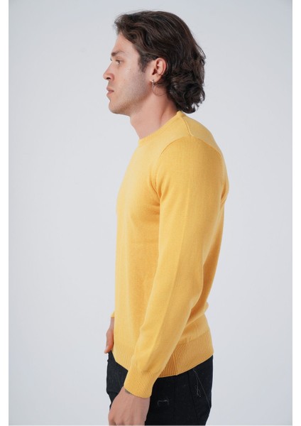 Erkek Sarı Pamuklu Bisiklet Yaka Triko Kazak TRIST-1101 fiyatları