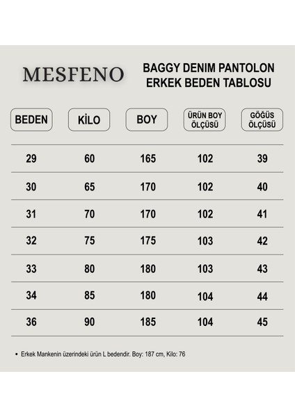 Erkek Basic Baggy Bol Kesim Denim Pantolon