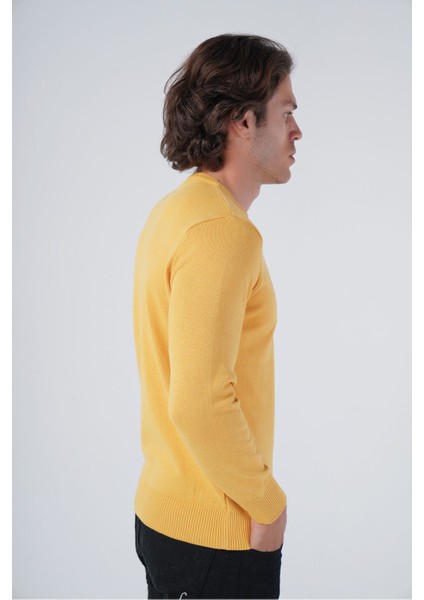 Erkek Sarı Pamuklu Bisiklet Yaka Triko Kazak TRIST-1101 fırsatları