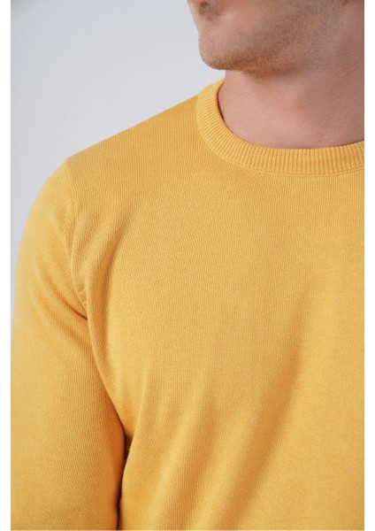 Erkek Sarı Pamuklu Bisiklet Yaka Triko Kazak TRIST-1101 indirimleri