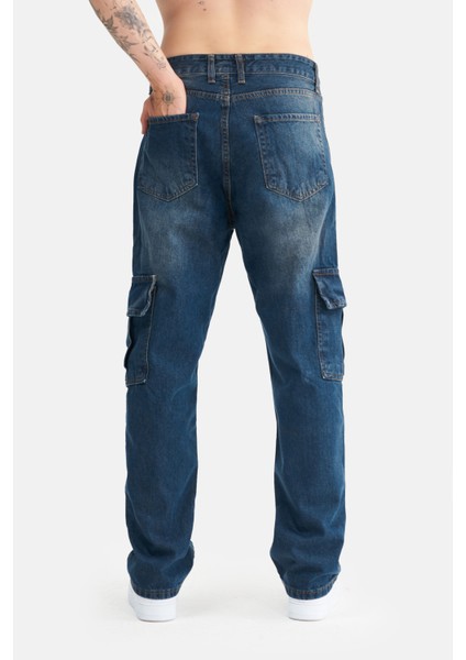 Erkek Kargo Cepli, Baggy Bol Kesim Denim Pantolon fırsatları