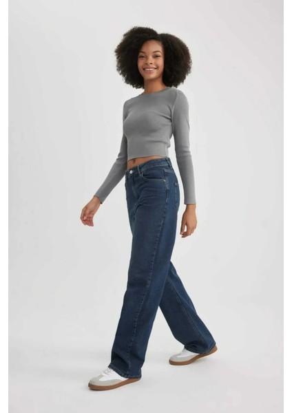 Kadın Yüksel Bel Uzun Bol Jean Pantolon indirimleri