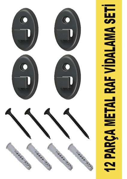 4 Adet Metal Raflar İçin Vidalama Aparatı + Vida + Dübel Seti