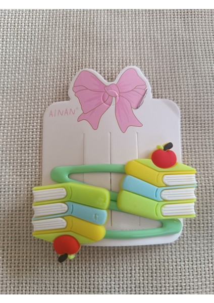 Sevimli Okul Temalı Kız Çocuk Çiftli Çıt Çıt Toka