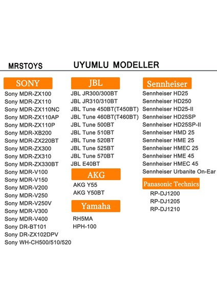 Mrs Toys Sony WH-CH500/CH510/CH520,UYUMLU Kulaklık Yastık Pedleri Süngeri 70MM Sony Mdr-  ZX100/ZX110/ZX110NC/ZX220/XB200/ZX300/ZX330BT,MDR-  V100/V150/V200/V250/V300/V400,KULAK Yastığı Pedi-Siyah