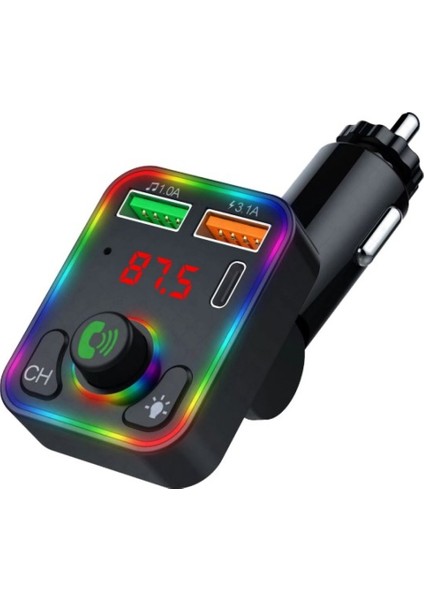 C-618 Bluetooth Görüşme Ve Müzik Dinleme Ekranlı Rgb Fm Transmitter Pd + 3.1A Çift Usb Şarj 456998