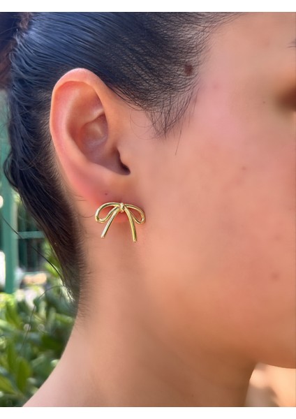 Gold Fiyonk Küpe