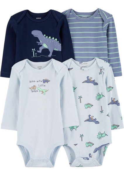 Erkek Bebek Uzun Kollu Body Set 4'lü Paket