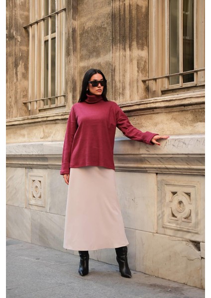 Kol Detaylı Balıkcı Yaka Boğazlı Bordo Bluz fırsatları