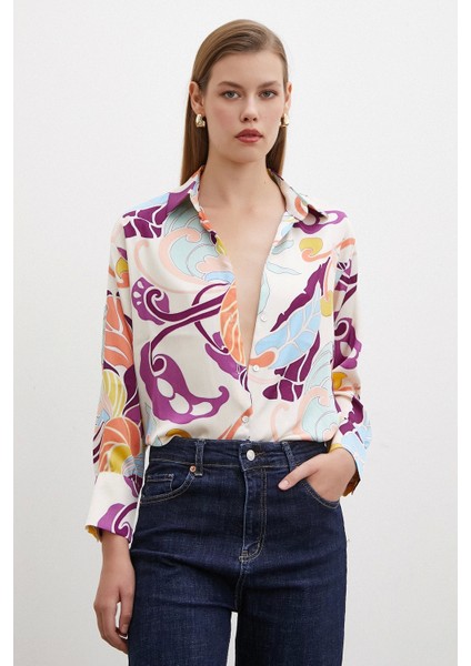 Ipek Desen Gömlek Mor indirimleri