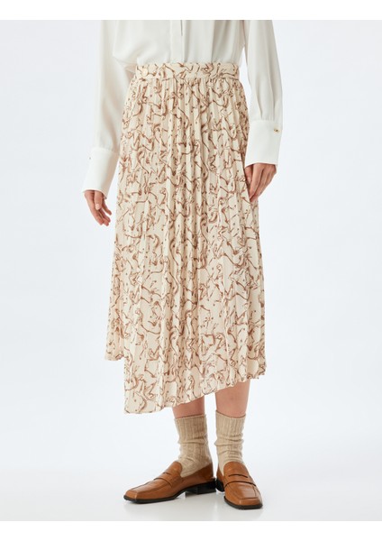 Asimetrik Desenli Midi Boy Pileli Etek modelleri