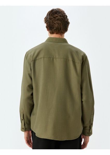 Uzun Kollu Gömlek Düğmeli Yaka Dokulu Pamuk Karışımlı fırsatları