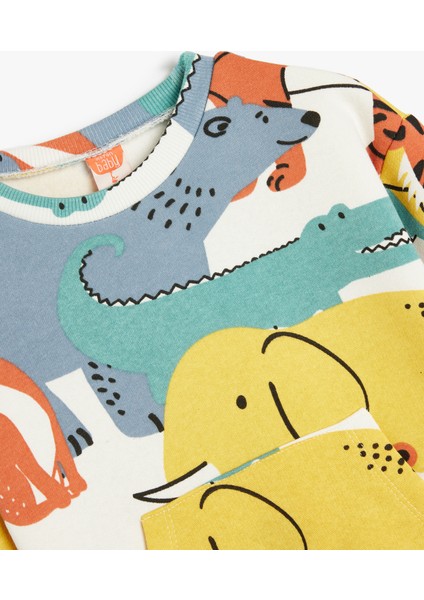 Sweatshirt Hayvanlar Baskılı Uzun Kollu Şardonlu modelleri