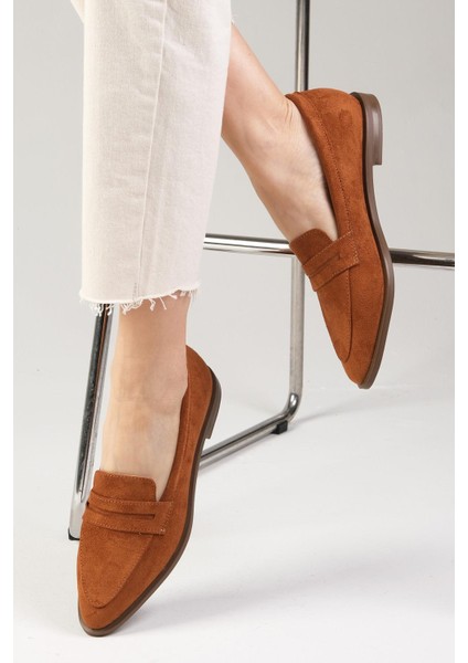 River Taba Süet Renk Kadın Loafer Günlük Düz Ayakkabı