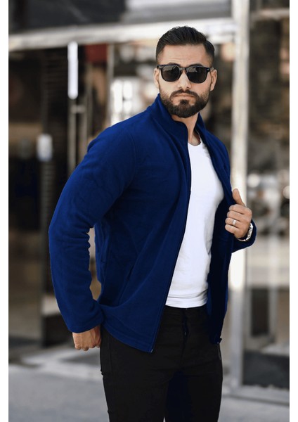 Butik Erkek Saks Polar Standart Tam Fermuarlı 3 Cepli Erkek Polar modelleri