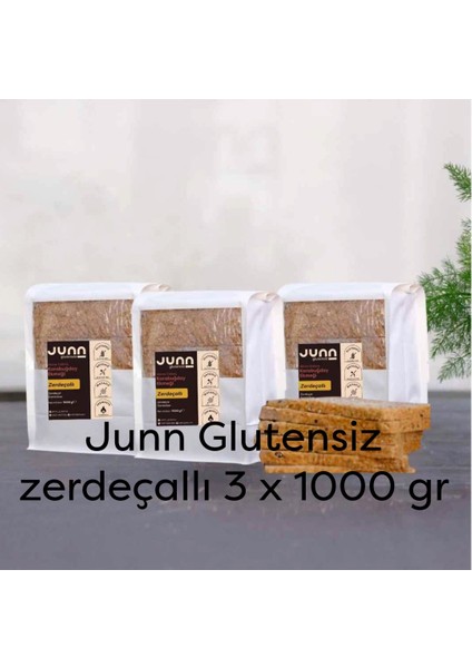 JUNN Glutensiz Karabuğday Ekmeği, Zerdeçallı 3 x 1000 gr Mayasız, Aktive Edilmiş Karabuğday Tohumu