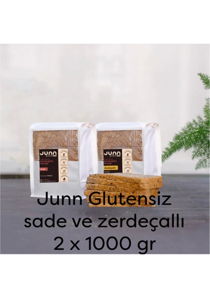 JUNN Glutensiz Karabuğday Ekmeği, Sade ve Zerdeçallı 2 x 1000 gr Mayasız, Aktive Edilmiş Karabuğday Tohumu