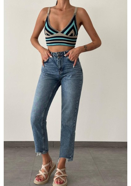 7609 Mom Fıt Kadın Jean Pantolon