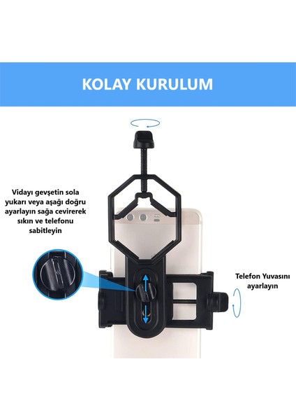 Teleskop Dürbün Mikroskop Uyumlu Telefon Tutucu Adaptör Universal Telefon Bağlantı Aparatı