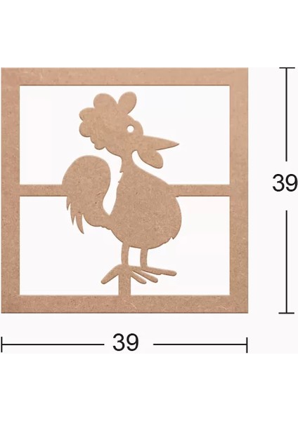 Ds 23 Boyanabilir Horoz Desenli Ahşap Duvar Süsü