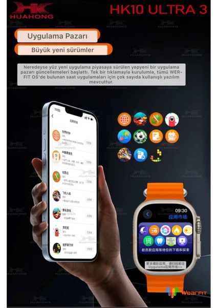 HK10 Ultra 3 Wf 2.02 Inç Uyumlu Amoled Ekran Akıllı Saat ( Wifi Modeli Yeni Nesil)