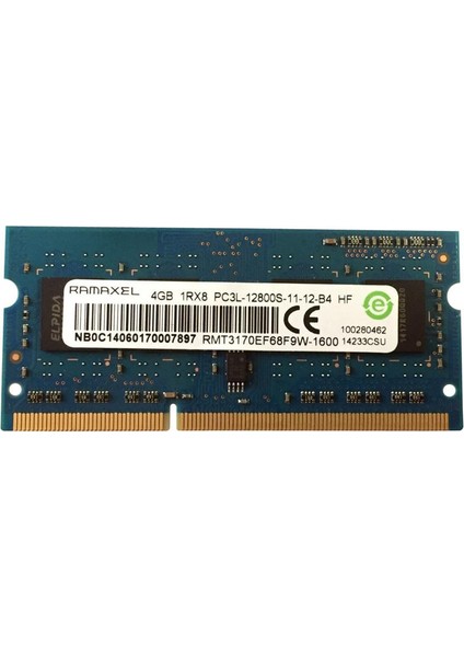 RMT3170EF68F9W 4gb 1600MHZ DDR3L 1.35V Sodimm Notebook Bellek